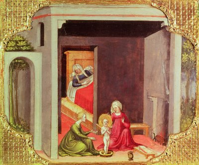 De geboorte van Sint Nicolaas door Bicci di Lorenzo